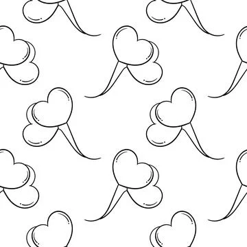 Hand drawn seamless pattern of heart balloons Illustrazione stock