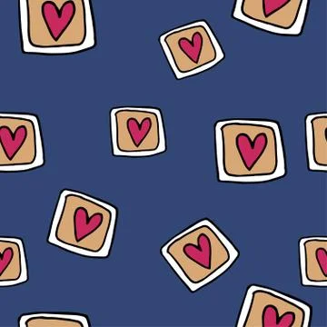 Hand-drawn  seamless pattern with hearts Stock Illustration