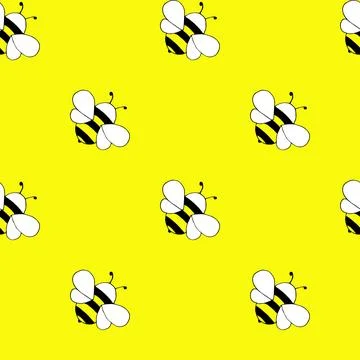 Hand drawn seamless pattern of honey bees Stock Illustration