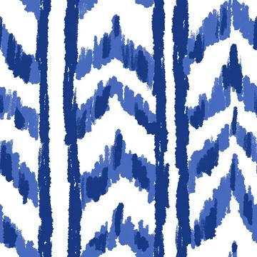 Hand drawn seamless pattern with ikat ethnic traditional indonesian fabric print Stock Illustration