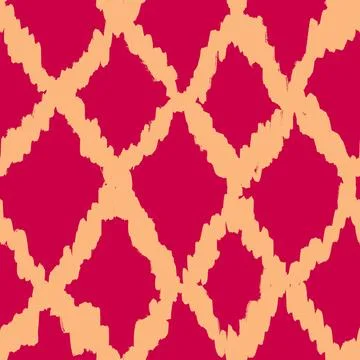 Hand drawn seamless pattern with ikat ethnic traditional indonesian fabric print Stock Illustration