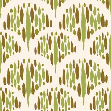 Hand drawn seamless pattern with ikat ethnic traditional indonesian fabric print Stock Illustration