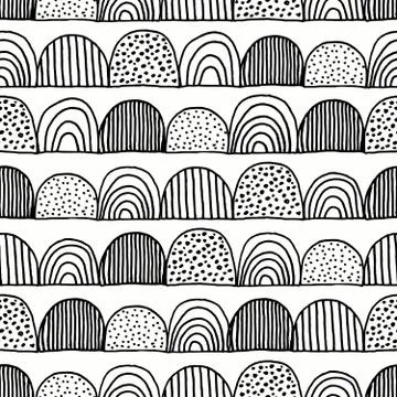 Hand Drawn Seamless Pattern Stock Illustration