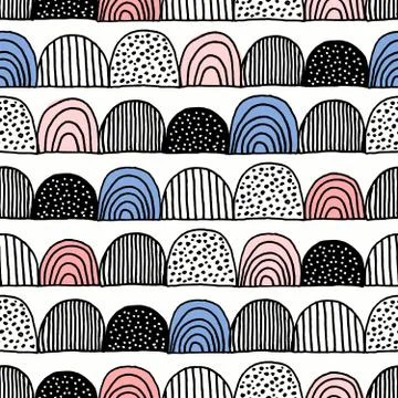 Hand Drawn Seamless Pattern 스톡 일러스트