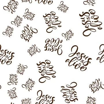 Hand drawn seamless pattern Jesus is alive. Easter Calligraphy lettering Vector 스톡 일러스트