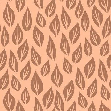 Hand drawn seamless pattern with leaf leaves. Peach fuzz apricot orange ornament Illustrazione stock