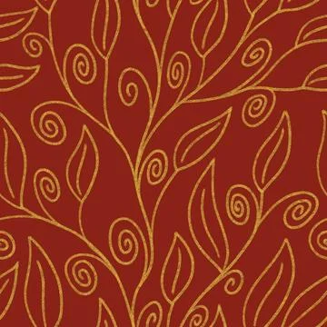 Hand drawn seamless pattern with leaves. Stock Illustration