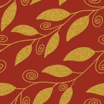 Hand drawn seamless pattern with leaves. Stock Illustration