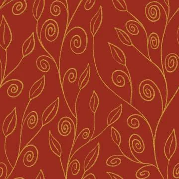Hand drawn seamless pattern with leaves. Stock Illustration