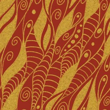 Hand drawn seamless pattern with leaves. Stock Illustration
