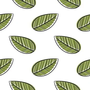 Hand drawn seamless pattern of leaves Stock Illustration