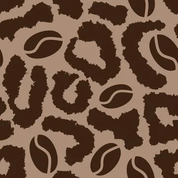 Hand drawn seamless pattern leopard cheetah skin, coffee cappuccino color, beige Stock Illustration