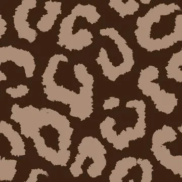 Hand drawn seamless pattern leopard cheetah skin, coffee chocolate cappuccino Stock Illustration