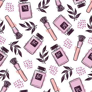 Hand drawn seamless pattern of makeup Stock Illustration