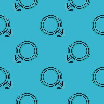 Hand drawn seamless pattern male gender symbol Stock Illustration