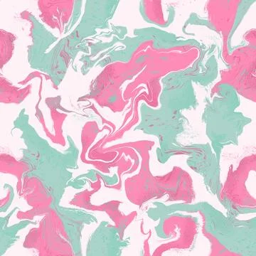 Hand drawn seamless pattern with marble marbled texture in pink white blue teal Stock Illustration