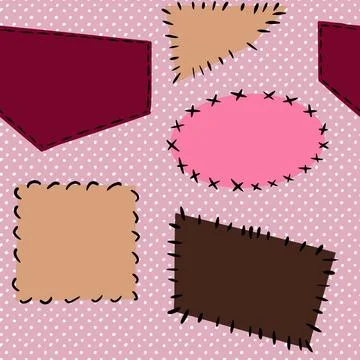 Hand drawn seamless pattern with mending sewing crafts dressmaking items. Pink Stock Illustration