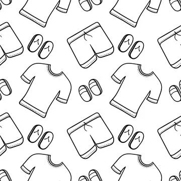 Hand drawn seamless pattern of mens casual wear Stock Illustration
