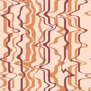 Hand drawn seamless pattern with minimalist lines waves curves, stripes striped Stock Illustration