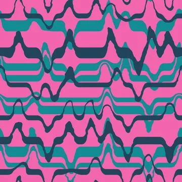 Hand drawn seamless pattern with minimalist lines waves curves, stripes striped Stock Illustration