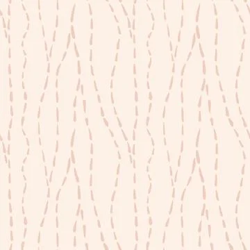 Hand drawn seamless pattern with minimalist lines waves curves, light beige Stock Illustration