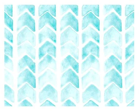 Hand drawn seamless pattern minty teal watercolor arrows Stock Illustration