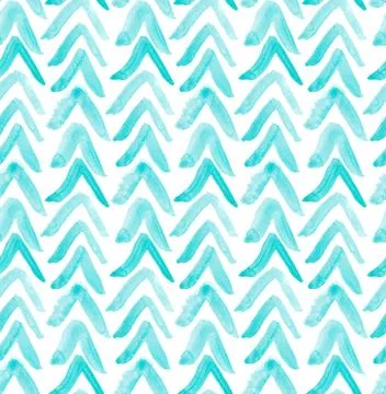 Hand drawn seamless pattern minty teal watercolor arrows Stock Illustration