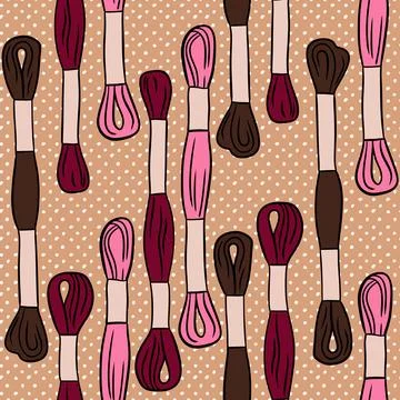 Hand drawn seamless pattern with moulinet embroidery sewing crafts dressmaking Stock Illustration