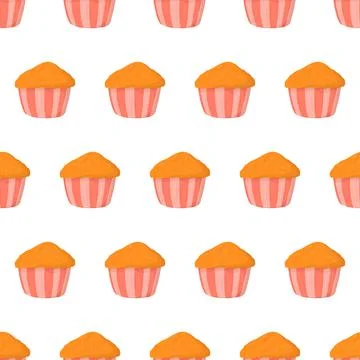 Hand drawn seamless pattern with muffin for wallpaper design. Stock Illustration