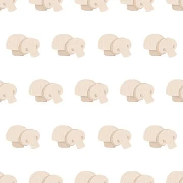 Hand drawn seamless pattern with mushroom whole and sliced for wallpaper design. Stock Illustration