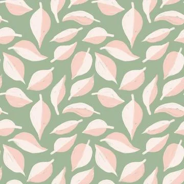 Hand drawn seamless pattern with muted pastel flowers, neutral beige sage green Stock Illustration