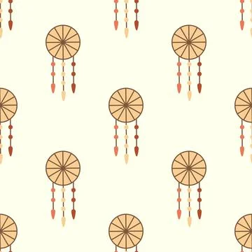 Hand drawn seamless pattern with native american dreamcatcher. Illustrazione stock