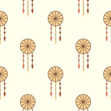Hand drawn seamless pattern with native american dreamcatcher. Illustrazione stock