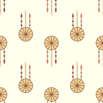 Hand drawn seamless pattern with native american dreamcatcher. Illustrazione stock