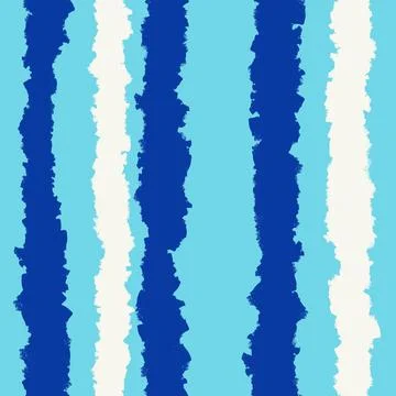 Hand drawn seamless pattern of navy blue electric blue abstract stripes. Trendy Stock Illustration