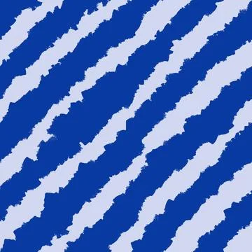 Hand drawn seamless pattern of navy blue electric blue abstract stripes. Trendy Stock Illustration
