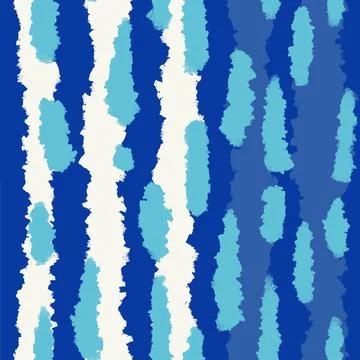 Hand drawn seamless pattern of navy blue electric blue abstract stripes. Trendy Stock Illustration