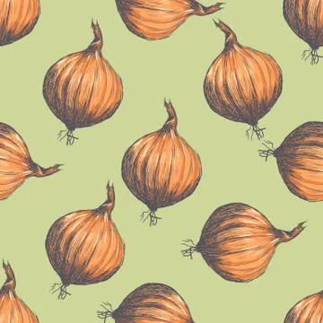 Hand drawn seamless pattern of onions Stock Illustration