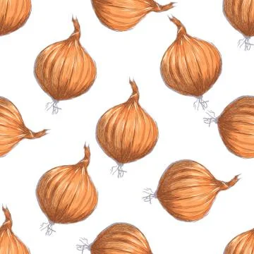 Hand drawn seamless pattern of onions Stock Illustration