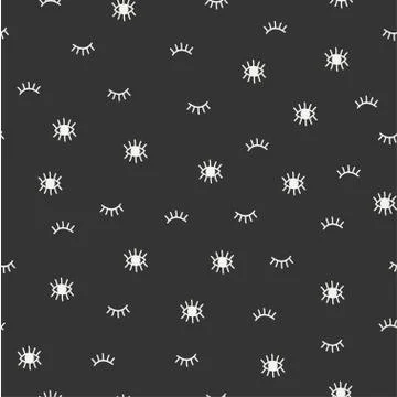 Hand drawn seamless pattern with open and close eyes. Wrapping paper. Abstract Stock Illustration