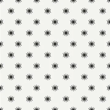 Hand drawn seamless pattern with open and close eyes. Wrapping paper. Abstract Stock Illustration