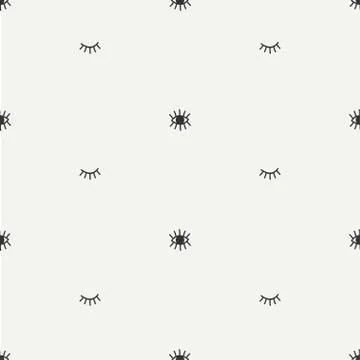 Hand drawn seamless pattern with open and close eyes. Wrapping paper. Abstract Illustrazione stock