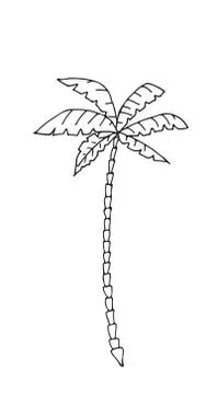 Hand-drawn seamless pattern with palm trees, isolated on white background Stock Illustration