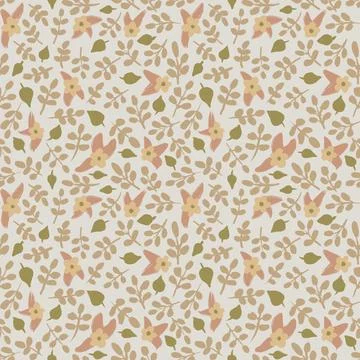 Hand drawn seamless pattern with pastel beige sage green flower floral elements イラスト素材