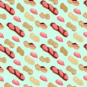 Hand drawn seamless pattern peanuts. Illustrazione stock