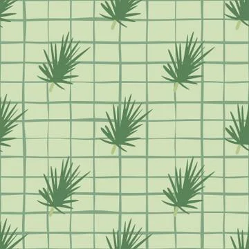 Hand drawn seamless pattern with pine branches ornament. Light pastel backgro Illustrazione stock