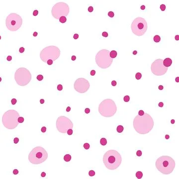 Hand drawn seamless pattern with pink red polka dot round circles fabric print Stock Illustration