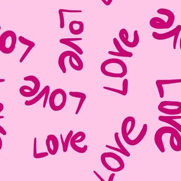 Hand drawn seamless pattern with pink st valentines day hearts love. Cute Stock Illustration