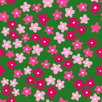 Hand drawn seamless pattern with pink green shabby chic flower floral elements Illustrazione stock