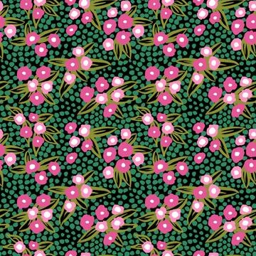 Hand drawn seamless pattern with pink green shabby chic flower floral elements Illustrazione stock